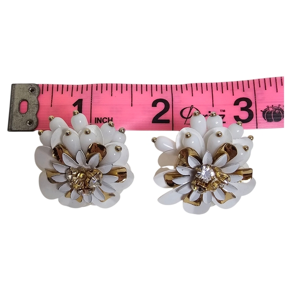 Kate Spade Floral White Gold Rhinestone Beaded Post Earrings - Picture 3 of 3